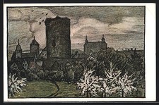 Künstler-AK Besigheim, am Waldhornturm 1919 