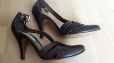 wunderschöne italienische POLLINI Schuhe, High Heels, Leder, braun, Gr 39, NEU