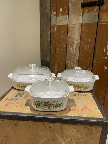 3er set vintage corning ware - set,