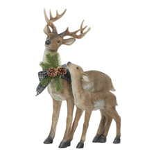 Schöner Hirsch mit Reh Dekoration Geweih Weihnachten WinterGoodwill 63,5cm NEU