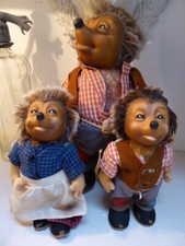 ca 50er Jahre STEIFF MECKI FAMILIE 3 FIGUREN MECKI 27 CM MECKI+MICKI 17 CM