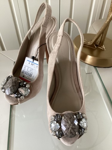 Zara slingbacks veloursleder - zara,