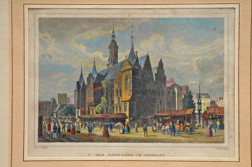 Stahlstich das rathaus - stahlstich,