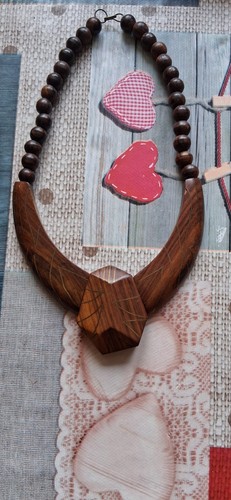 Vintage holzcollier holzkette - holzcollier,