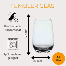 6x Tumbler Wasserglas Plastik