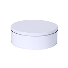 2x Runde Keksdose Weiß Ø179x70mm | Blechdose für Kekse & Gebäck | Weißblech