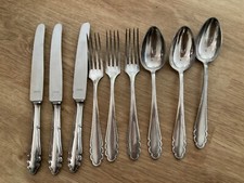 Gebr Hepp 90 Besteck versilbert Löffel Messer Gabel Essbesteck Antik 3er-Set