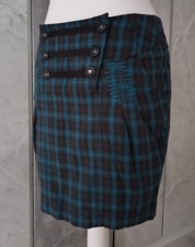 Steps kurzer Schottenrock 40 MiniROCK Schotten-Karos schwarz/blau Knöpfe 100%BW