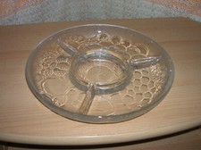 Glaskabarett Glasteller Servierteller 3geteilt  Ø 25,5 cm älter Anbietteller
