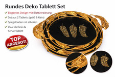 Rund Deko Tablett 2er Set Gold