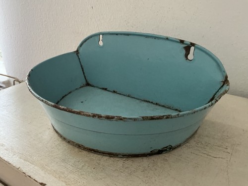 Altes emaille wandbecken blau - emaille,