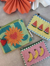 Perlentasche, Portemonnaie, Geldbörse, Clutch, Schminktasche, Melone