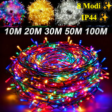 10-100M LED Lichterkette Strom Weihnachtendeko Innen & Außen Party Beleuchtung