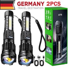 2 Stück LED Taschenlampe Aufladbar USB Super Hell Taktisches Fackel für Camping