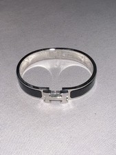 Hermés Clich Armreif, Silber Schwarz