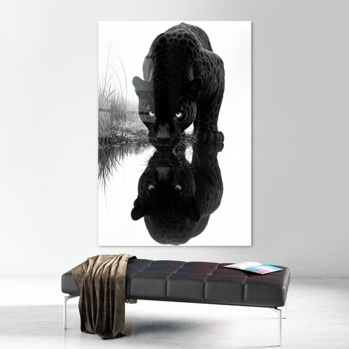 Schwarzer panther trinkt - schwarzer,
