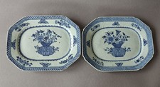 2 antike chinesische Unterglasurblau Fleischplatten aus Porzellan