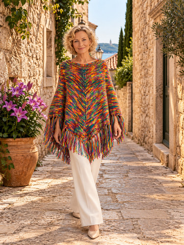 Bunter poncho damen unikat - bunter,