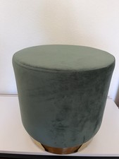moderner Sitzhocker Samt grün / goldfarben Sitzpouf rund Hocker Pouf design 