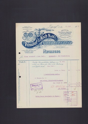 Leipzig rechnung 1936 - rechnung,