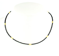 Schwarz Spinell Kette mit Welo Opal edelsteinkette Farbspiel fein-schliff 45 cm