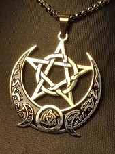Pentagramm Halskette in Silber Gothic Nordisch Wikinger Viking Edelstahl