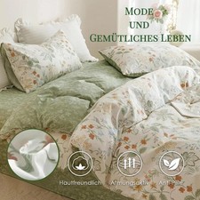 Bettwäsche Blumendecken Grün Hochwertige Mikrofaser Faltenschutz 135/155/200/220