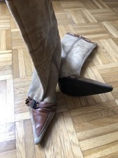 Stiefel Gr:39 Damen Wildleder High Heels Leder hellbraun