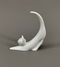 9924123-d Wagner&Apel Porzellan Figur Katze weiß stilisiert Ringständer H9cm