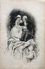 Karl Emil Mücke (1847-1923) sign. Aquarell, Heiratsantrag, Brautwerbung, um 1888