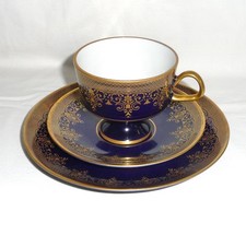 3 tlg. Sammeltasse - Lichte Fine China - Kobalt Golddekor - Thüringen DDR