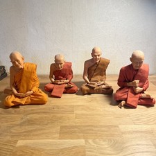 Mönche Figuren Buddhismus Buddha Statue Sitzend 4 Stück