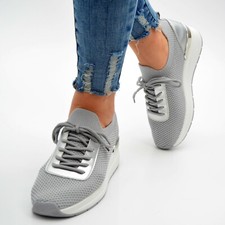 Damen Schuhe Sneaker Grau Silber Turnschuhe Sportschuhe Ballerina Freizeitschuhe