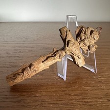 Antikes kleines Holz Kreuz 19. Jhd. Kruzifix Rosenkranz Anhänger INRI Geschnitzt