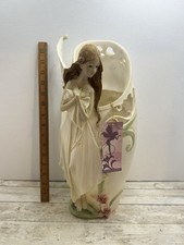 Große figürliche Vase Feenstatue 16" hoch Kunstkeramik Pixie verzauberte Feen