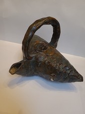 Antike Vintage Designer Teekanne Kupfer Messing Metallüberzug Handarbeit Rarität