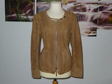ae Elegance Paris Lederjacke Blazer 40 42 M L weiches Ziegenvelour Leder Beige