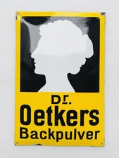 Emailschild Dr. Oetkers Backpulver - 49x33cm seltene Variante - Original um 1930