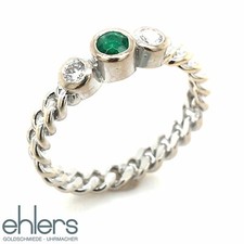 Damenring Brillanten Smaragd Gold 750er Weißgold 18kt grün Kettenring fest 1275