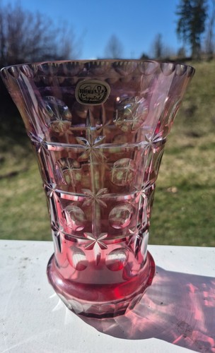 Rubinrote bohemia kristallvase - rubinrote,