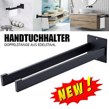 Edelstahl  Handtuchhalter Handtuchstange Doppel Wand Bad Handtuch Halter Schwarz