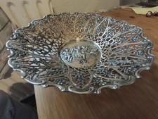 Antik 800er  Silber Korb Schale mit Durchbruchmuster und Putten, reich verziert