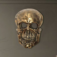 Wanddeko FineBuy Totenkopf 41 cm Aluminium Schädel Deko Dekoration Gold Skull