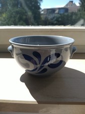 Schönwald Schüssel Salzglasur Blau Grau zwei Henkel Topf gemarkt gebraucht alt