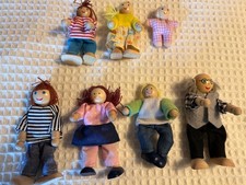 IKEA Puppen Familie Mama, Papa, 3 Kinder, Oma, Opa aus Holz, biegsame Figuren