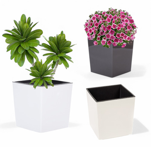 Blumenkübel hochglanz eckig - hochglanz,