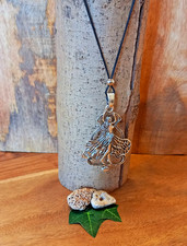 Halskette Kette mit großem Vintage Anhänger Fee Elfe Tänzerin (207)