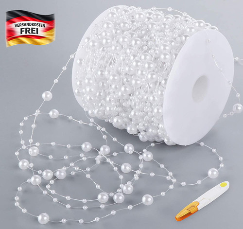 Perlengirlande weiß deko - weiß,