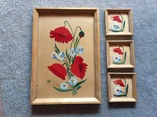 4 Bilder handgemalt Blumen