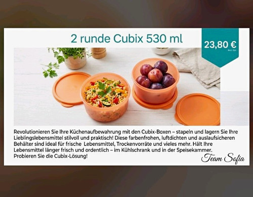 Tupperware cubix runde - 2x,